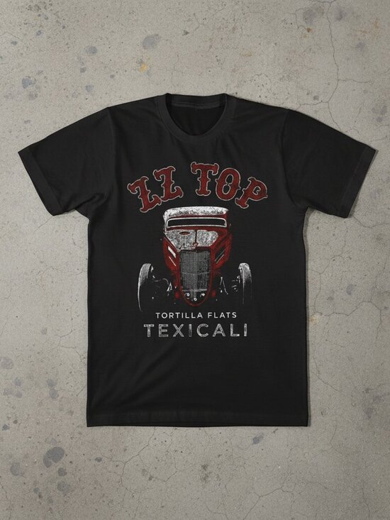 Unbranded Tops - ZZ Top Inspired Hot Rod Graphic T-Shirt Black | Texicali Vintage Rock Car Tee